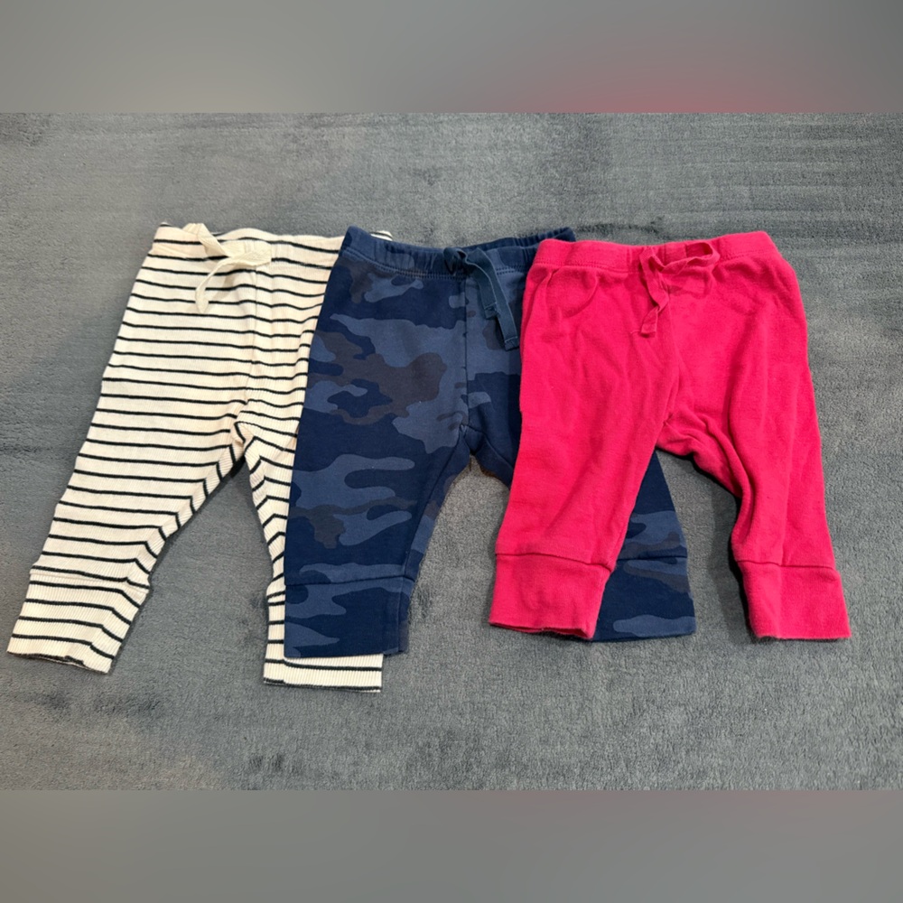 GAP Kids 3-Pack Joggers - Navy Camo, Red, Cream Stripe